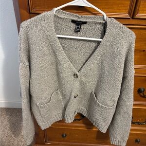 Forever 21 Gray Knit Cropped Cardigan